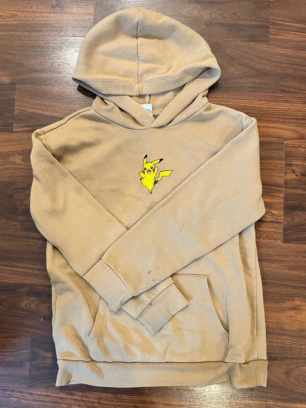 Pokemon Beige Hoodie with Yellow Pikachu Chest Graphic